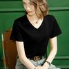 Camiseta de verano de seda morera con cuello en V para mujer, de manga corta, holgada, informal, de algodón mercerizado 80%, blanca, novedad de verano 2022