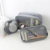 Bolsa de cosméticos de Corea del Sur para hombres y mujeres, bolsa de aseo de viaje, clutch de gran capacidad, tamaño pequeño, malla, transparente, portátil, bolsa de almacenamiento