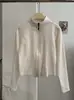 KEKEZOON Chaqueta Cardigan Corta de Cuello Alto con Cremallera Otoño Invierno Cepillado Adelgazante Manga Larga Top Liso 9389