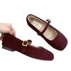 Sapatos Mary Jane para Mulheres, Novo Estilo Francês Outono 2026 Elegantes com Bico Quadrado e Decote Baixo Forrados com Lã para Festas