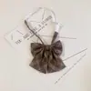 Gravata Pequena Marrom Jk para Mulheres, Decoração de Camisa Retrô, Estilo Universitário Japonês Dk Curta Sem Gravata Personalidade Preguiçosa Gravata Xadrez para Homens
