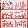 Decoración Europea y Americana para Fiestas Navideñas Plantillas Huecas para Pintar para Patrones DIY Pintados a Mano por Niños, Plantillas para Calcar, Pulverizar y Frotar