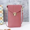2025 Nova Bolsa Transversal Feminina Tendência com Fivela de Cadeado em Couro PU para Celular com Tela Sensível ao Toque Porta-Moedas Pequeno com Fecho Estudante Retrô