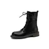 Série Miu Outono 2026, botas curtas femininas com salto grosso de 3,5 cm, botas estilo Martin com cadarço, botins, elegantes e versáteis para o dia a dia