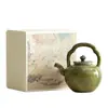 Tetera de Cerámica Esmaltada de Horno Zhiyino Verde para Uso Doméstico, Tetera Personal para Preparar Té, Tetera con Asa, Tetera Portátil, Juego de Té Kung Fu, Caja de Regalo para Tetera Individual