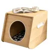 Cama para Gatos Gabinete de Almacenamiento para Mascotas, Caja de Almacenamiento Multifuncional para el Hogar con Puerta Deslizante, Casa para Gatos Apilable, Mesita de Noche de Moda