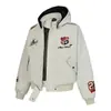 Jaqueta de voo azul marinho estilo americano com gola alta para homens, jaqueta bomber de baseball com emblema bordado para primavera e outono, peça externa cleanfit