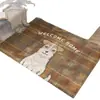 Capacho Americano Retrô Xadrez Escocês Filhote para Porta de Entrada de Casa Resistente à Sujeira Resistente ao Desgaste Tapete de Piso Tapete para Porta de Entrada