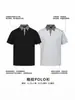 Camiseta Polo de Manga Corta Ares Falsa de Dos Piezas con Parches a Cuadros para Hombre, Verano, Peso Pesado, Corte Amplio Corto, que Alarga la Altura, Hombro Normal, Manga Media