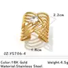 Anillo Nuevo de Acero Inoxidable Europeo y Americano Chapado en Oro de 18 Quilates, Anillo de Acero de Titanio Dorado con Circonita Incrustada de Diamantes de Lujo Accesible y de Moda Que No Se Desvanece