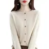 Cárdigan de lana pura para mujer, nuevo estilo de otoño, tejido holgado, prêt-à-porter premium, suéter de color liso, abrigo elegante de alta gama