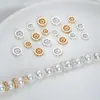 Plata Brillante Chapada en Oro de 14K Incrustaciones de Circonita Forma de Flor Redonda Separador Rueda Separadora Cuentas para Manualidades Hecho a Mano Accesorios para Joyería Hecha a Mano