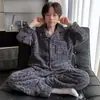 Pijama Infantil para Crianças Médias e Maiores, Outono/Inverno, Conjunto Espesso de Flanela para Meninos, Roupa Quente de Inverno para Casa para Meninas, Roupa Infantil