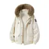 Chaqueta con capucha de algodón estilo americano para hombre, parka de invierno engrosada y cálida con cuello de pelo, abrigo de algodón, holgada, multipocket, estilo moderno