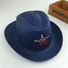 Chapéu de Sol Infantil de Verão Estrela de Cinco Pontas Chapéu de Cowboy Jazz Ocidental para Bebê Chapéu de Bacia Infantil Chapéu de Palha Infantil