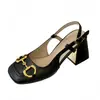 Zapatos de Tacón Alto con Hebilla de Caballo de Cuero Genuino Nuevos Primavera 2026 para Mujer Estilo Francés Retro Punta Cuadrada Mary Jane Espalda Abierta Tacón Grueso
