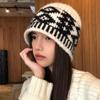Agente de Compras Coreano 2023 para los Mismos Nuevos Productos de Otoño e Invierno, Gorros de Lana Retro, Lindos, Versátiles, Cálidos, de Bloques de Color, Gorros de Punto con Bordes Enrollados
