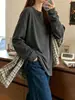 Camiseta de Manga Larga de Algodón Puro Pesado Estilo Coreano Top Otoño Dobladillo Plano Holgada Casual Cuello Redondo Capa Base Ropa Interior Hombres Mujeres ins