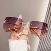 Llegada Nueva 2024 Gafas de Sol con Borde Sin Marco para Mujer Pieza Marina Cuadradas Incrustadas de Diamantes Mariposa Moda Color Degradado que Cambia Gafas de Sol Disparo Callejero