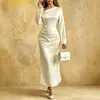 Em Estoque - Mais Vendido Transfronteiriço Europeu e Americano Vestido Longo Novo da Primavera 2026, Vestido Elegante de Manga Longa Slim Fit para Mulheres, Venda por Atacado Disponível