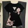 Camiseta Negra de Manga Corta con Diseño de Nicho Retro Vintage Americano de 26 Años, Corte Ajustado y Favorecedor