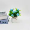 10 Rosas de Espuma com Laços Transfronteiriças Mini Bonsai Interno Flores Artificiais de Plástico Pequenas e Plantas Verdes Ornamentos em Vasos