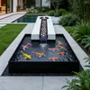 Piscina de Peixes de Aço Inoxidável para Pátio Paisagismo Rocha Fontes Jardim de Varanda Paisagem de Parede de Cortina d'Água ao Ar Livre Ornamentos de Água Corrente