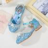 Sandalias para Niñas 2026 Primavera Nuevo Estilo Coreano Elsa Princesa Tacón Alto Cristal Una Correa Velcro Zapatos para Niñas