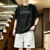 Conjunto Esportivo de Camiseta de Manga Curta e Shorts para Jovens de Verão para Meninos Estudantes do Ensino Fundamental II e Ensino Médio Tamanho Plus Size Casual Solto Estiloso Conjunto de Duas Peças