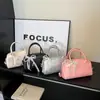 Bolso Boston Textura Retro Transfronterizo Bolso de Mujer Nueva Moda Simple Portátil Bolso de Hombro Cruzado Bolso Cuadrado Pequeño