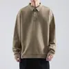 Camisa Polo de Manga Larga Hansca para Hombre con Cuello Camisero T-Shirt 2024 Otoño Simple Holgado Suéter Pesado de Punto Hombre