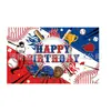 Fundo de aniversário temático de futebol transfronteiriço Banner Feliz Aniversário Decoração de festa Tapeçaria personalizada de fundo