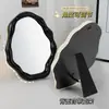 Espejo de escritorio de maquillaje personalizado, Espejo de oficina ajustable estilo crema, Espejo de tocador lindo e irregular con logotipo