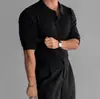 Nuevo Suéter de Punto de Manga Larga para Primavera y Otoño para Hombre Camisa POLO Solapa de Gaviota Cuello en V Estilo Old Money Venta al por Mayor de Fábrica Transfronteriza