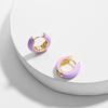 Aretes de Aro Liso Transfronterizos Europeos y Americanos Coloridos con Gota de Aceite Esmaltados Aretes de Aleación Dopamina Color Caramelo Aretes Redondos Clásicos