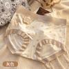 Ropa interior de estilo dulce con lazo lindo para mujer, jacquard de tiro medio, entrepierna antibacteriana 7A, transpirable y cómoda, calzones para niña