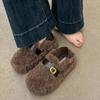 Sapatos Peludos Versáteis da Moda para Mulheres, Novos Mocassins Slip-On com Solado Grosso e Forro de Pelúcia Outono/Inverno 2025