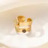 Anel Taina Europeu e Americano de Aço Inoxidável Feminino Design de Nicho Versátil com Pedra Natural Incrustada Joia Popular Transfronteiriça