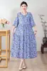Vestido Retro de Algodón y Seda con Cuello Redondo para Mujer Tallas Grandes, Vestido Largo Holgado Adelgazante, Vestido Estampado Estilo Vacaciones, Venta al por Menor Transfronteriza