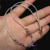 Colar Corrente de Clavícula Coração de Ametista Natural Moda Luxo Leve Versátil Nove Fogo Púrpura Ametista Bebê Anjo