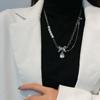 Dulce Cool Spice Girl Collar de Perlas con Costuras de Lazo Personalizado para Mujer Diseño Nicho Lujo Ligero Sentido ins Cadena de Suéter Hip Hop