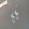 Novos Brincos de Flor Gota de Gelo Transparente Estilo Chinês Design de Nicho Exclusivo Temperamento Requintado Joia de Orelha Versátil para Mulheres Venda por Atacado