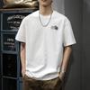 Verão Novo Manga Curta Tendência High Street Estampada Manga Curta Camiseta Masculina Solta Tamanho Grande Manga Média Top Ins Gola Redonda Camiseta