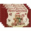 Tapete de Mesa de Natal TEMU Transfronteiriço Material de Linho Estampado Utensílios de Cozinha Domésticos Porta-Copos Decoração de Festa de Feriado