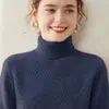 Suéter de cachemira Bai Cai Rong 2026 para mujer, versátil, diseño de cuello alto, tejido de lana, elegante