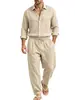 Conjunto de camisa de manga larga y pantalones casuales de lino para hombre, nuevo, de corte holgado, elegante y versátil, para Amazon transfronterizo europeo y americano
