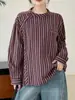 Diseñada con una elegante tapeta diagonal y rayas verticales, Camisa de manga larga para mujer para ir al trabajo, Top elegante con gasa de algodón de doble capa, Cuello mao, Protección solar