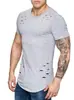 Nueva Camiseta Casual Suelta de Color Sólido Estilo Europeo y Americano Talla Grande Agujero para Hombres y Mujeres