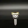 Anillo de Diamante de Alto Carbono S925 Europeo y Americano Explosiones en Vivo Femeninas Cara de Corte Flor de Hielo Seiko Anillo de Diamante Incrustado Completamente Uso Diario