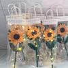 Ramo de flores con forma de barra de girasol terminado, hecho a mano, flores de simulación para jardín de infantes para maestros, regalo de cumpleaños 520 para el Día de la Madre
